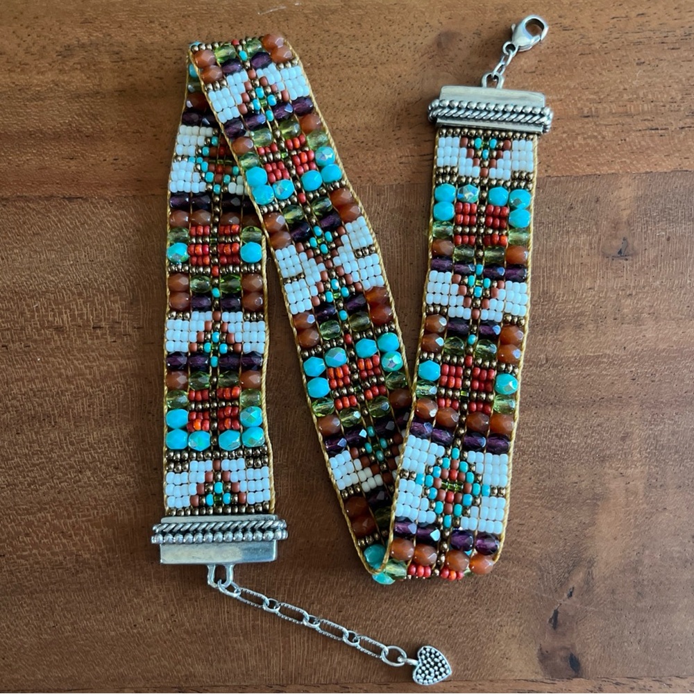 Adonnah Langer Chili Rose Beadz for Peyote Bird 14.5” Hand Woven Wrap Bracelet